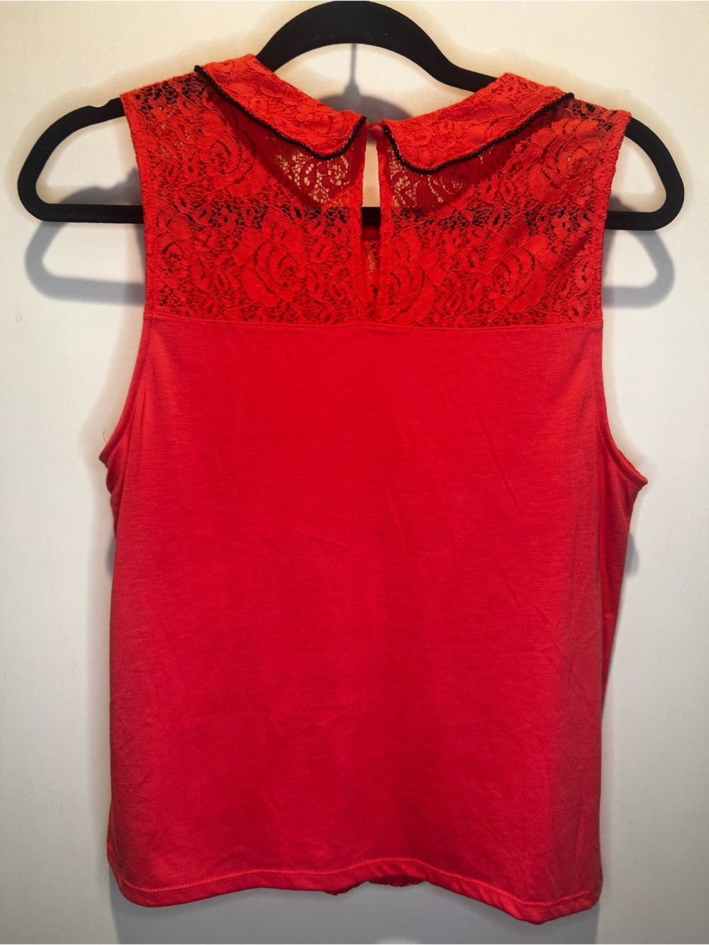 Princess Vera Wang Red Lace Peter Pan Collar Sleeveless Blouse Top M - Picture 5 of 6
